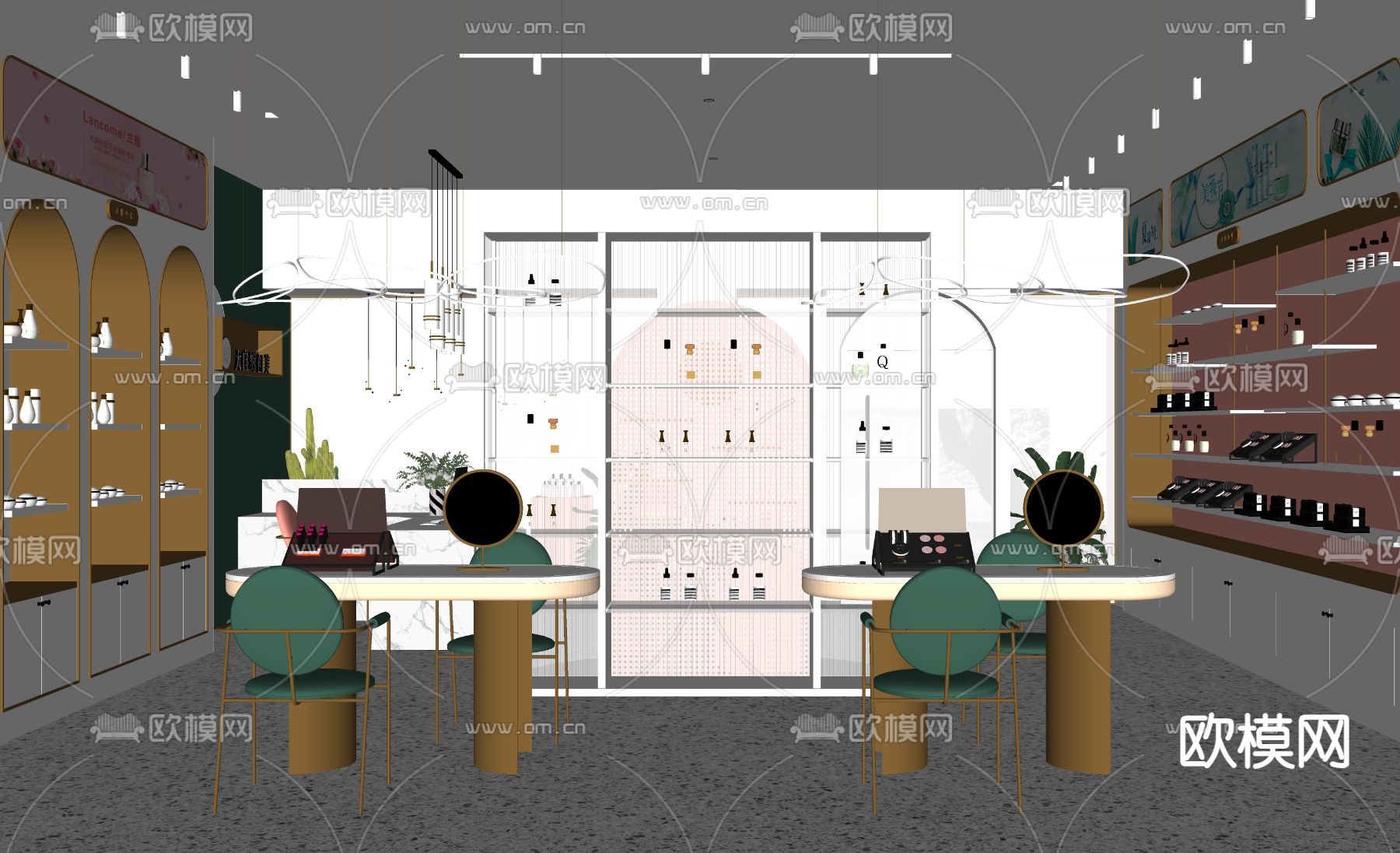 现代美妆店 美甲店su模型下载（渲染图3）