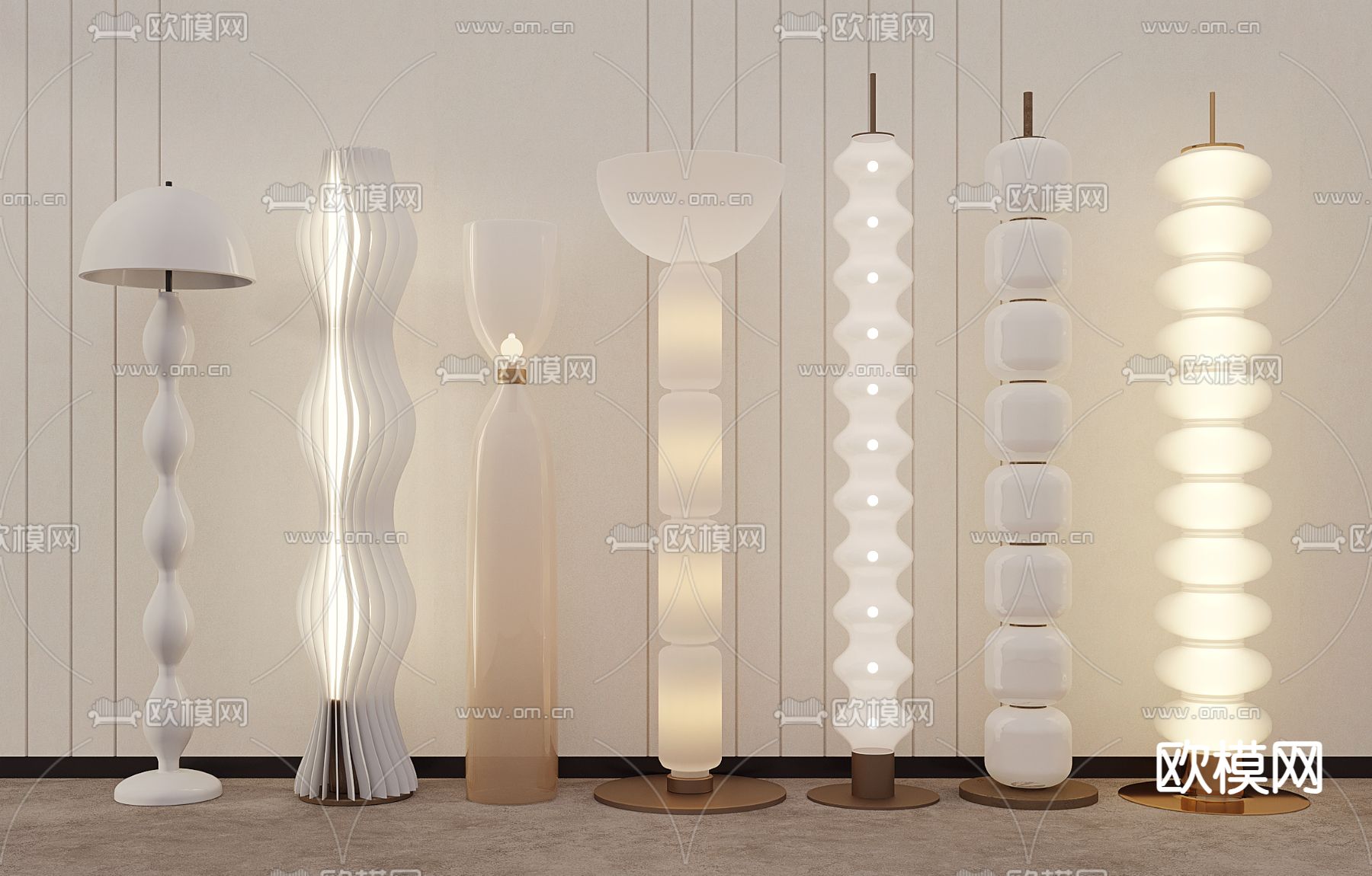 落地灯 串珠灯 折纸灯3d模型下载