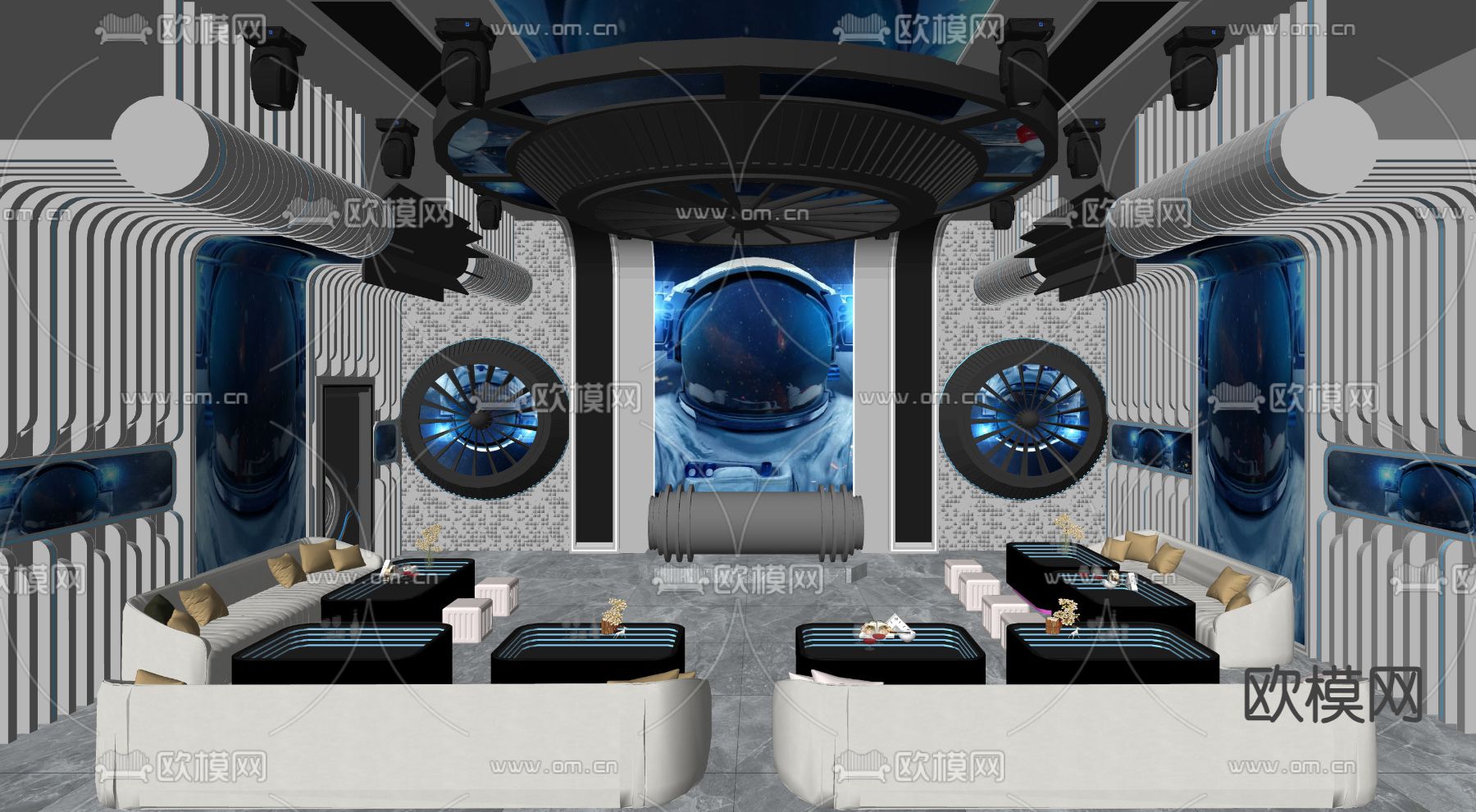 KTV科幻包厢su模型下载（渲染图2）
