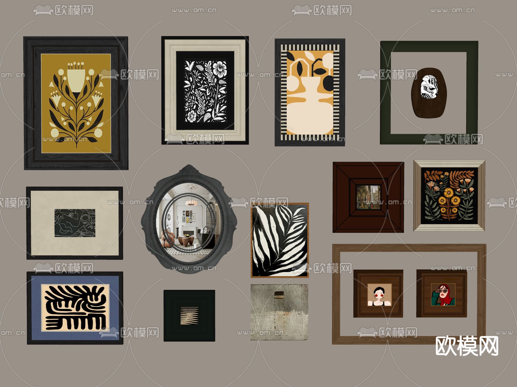 法式复古装饰画su模型下载（渲染图2）