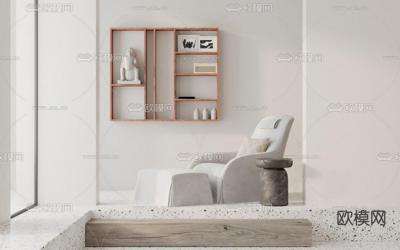 高级灰椅子 躺椅3d模型下载