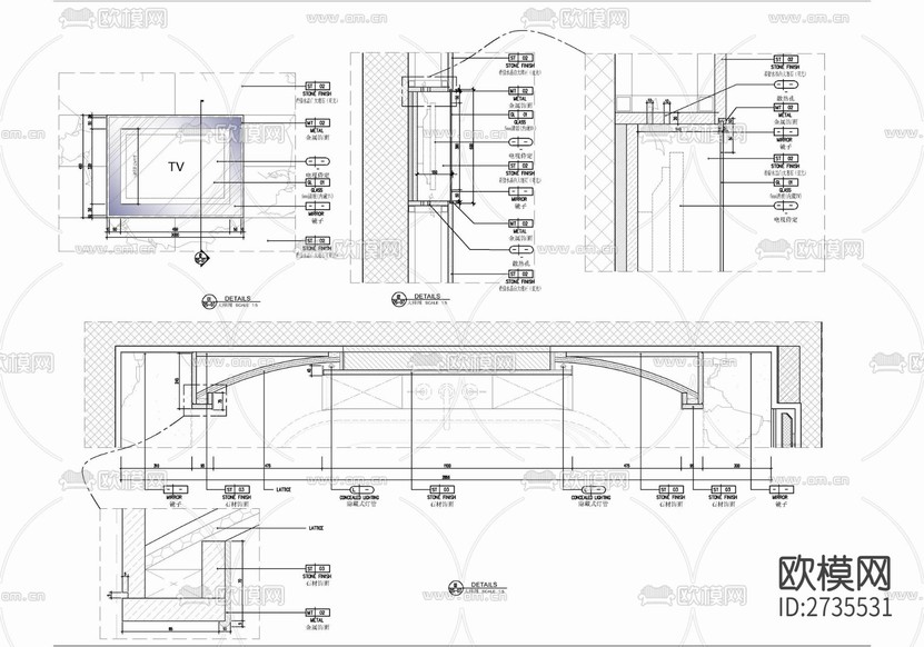 120㎡酒店豪華客房套房CAD施工圖下載(渲染圖10)