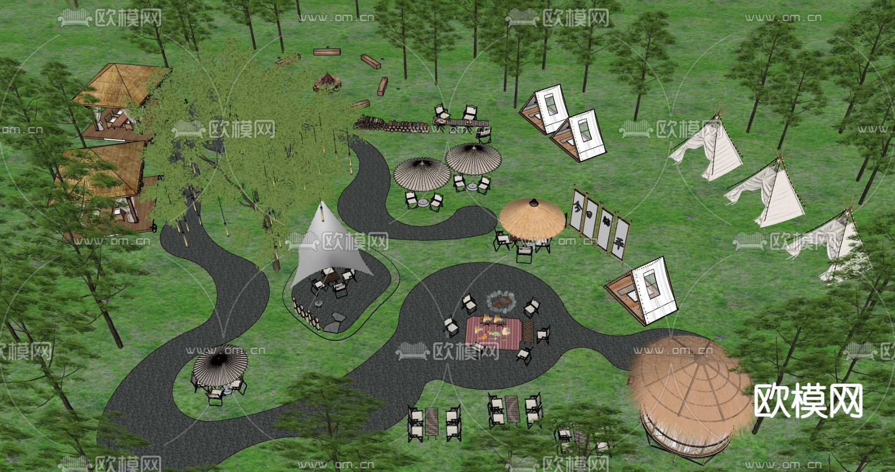 现代露营公园su模型下载（渲染图4）