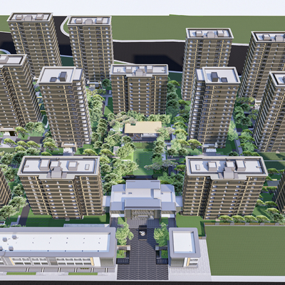 住宅大区鸟瞰su模型