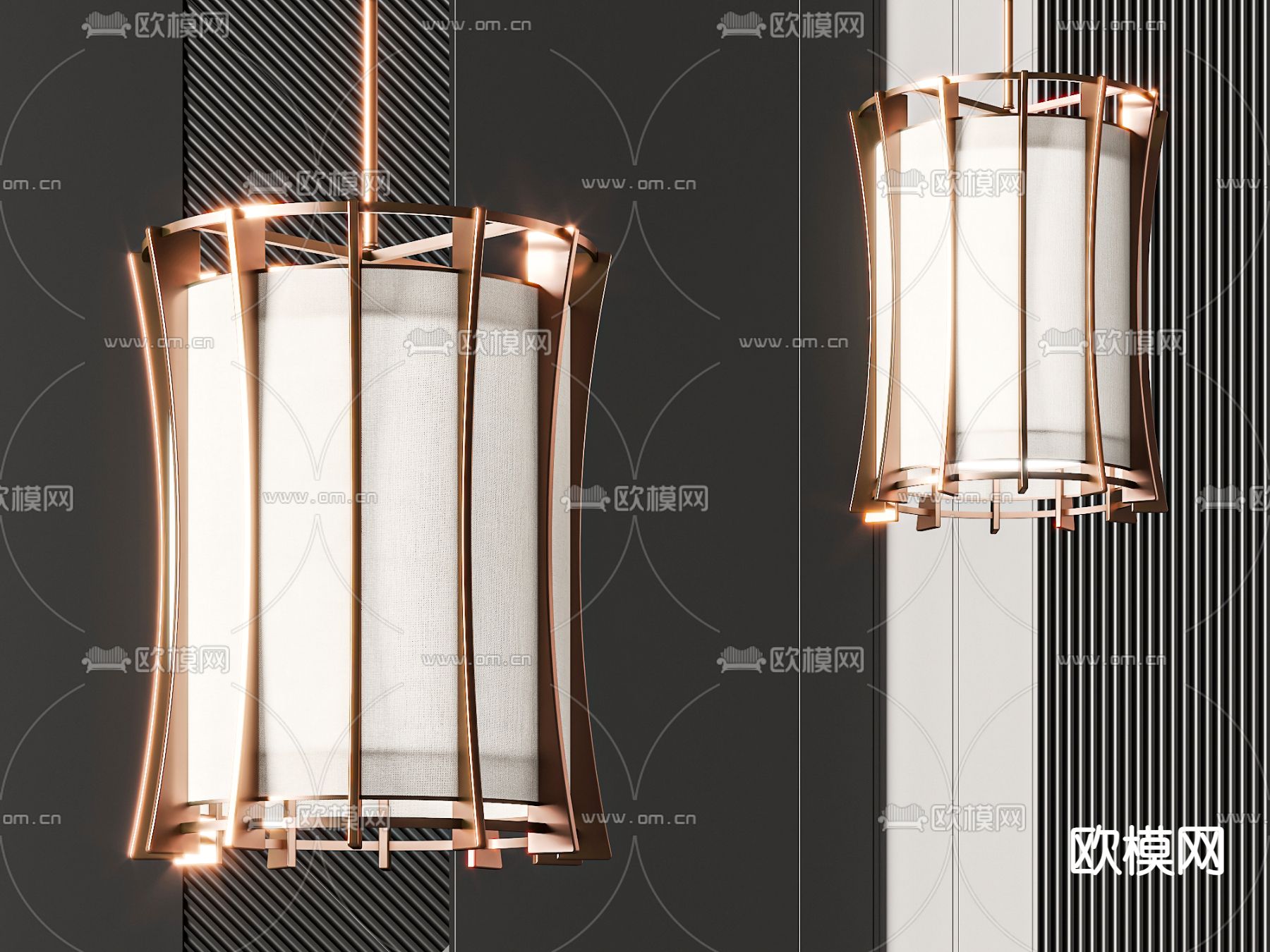 新中式吊灯3d模型下载