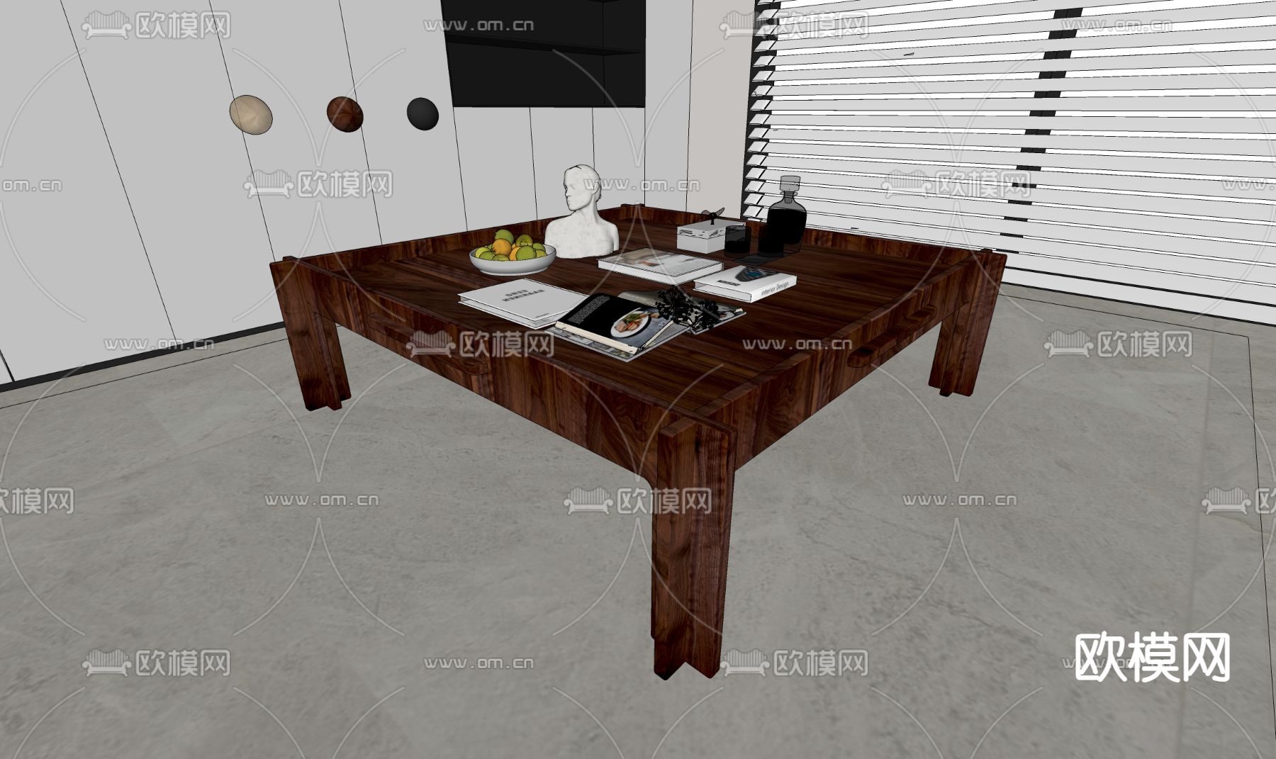 侘寂茶几su模型下载（渲染图2）