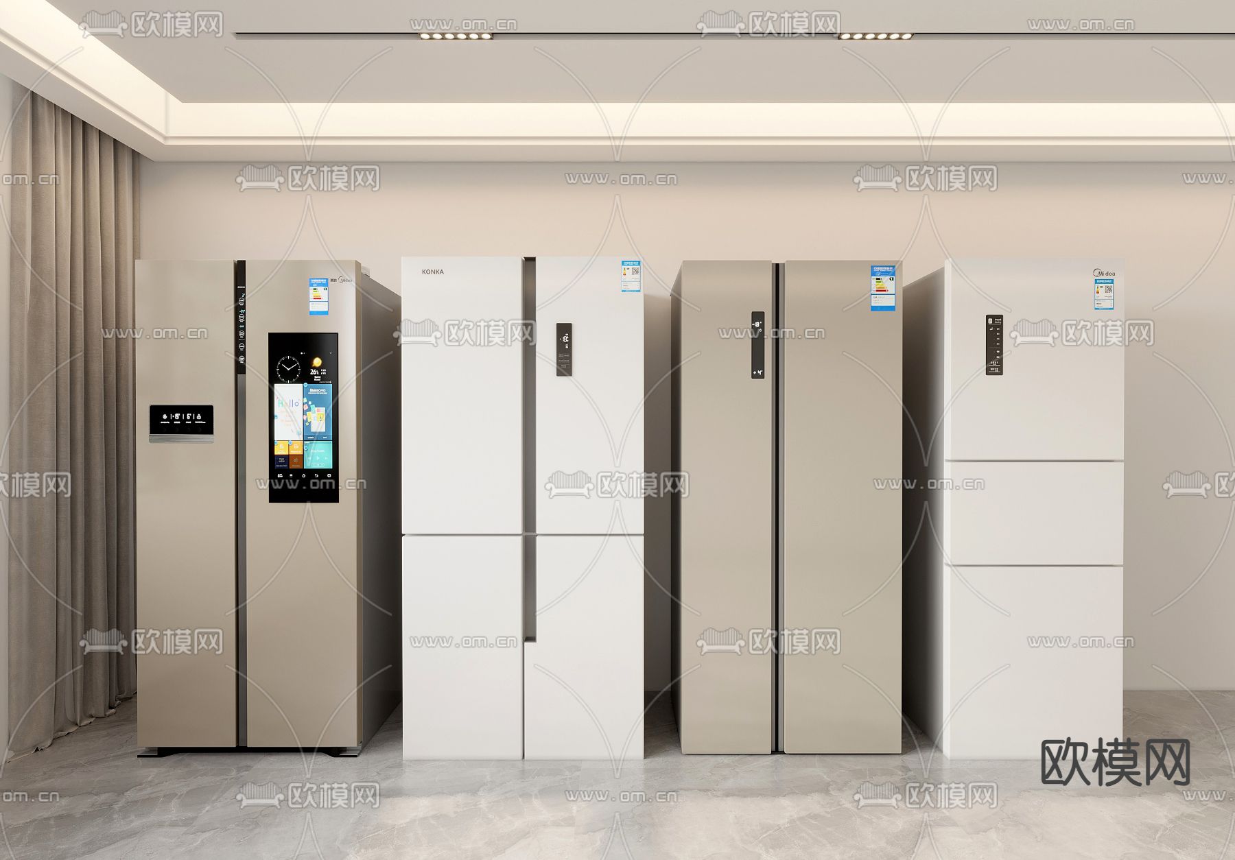 双开门冰箱 冰柜3d模型下载