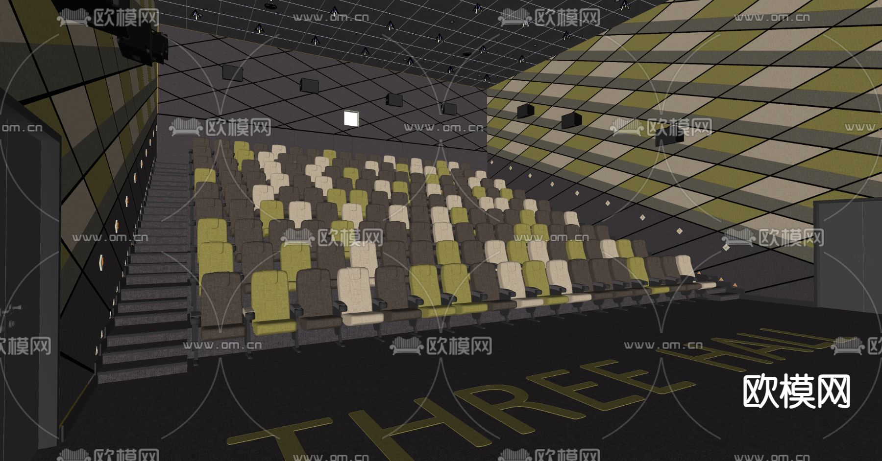 现代电影院 影厅su模型下载（渲染图2）