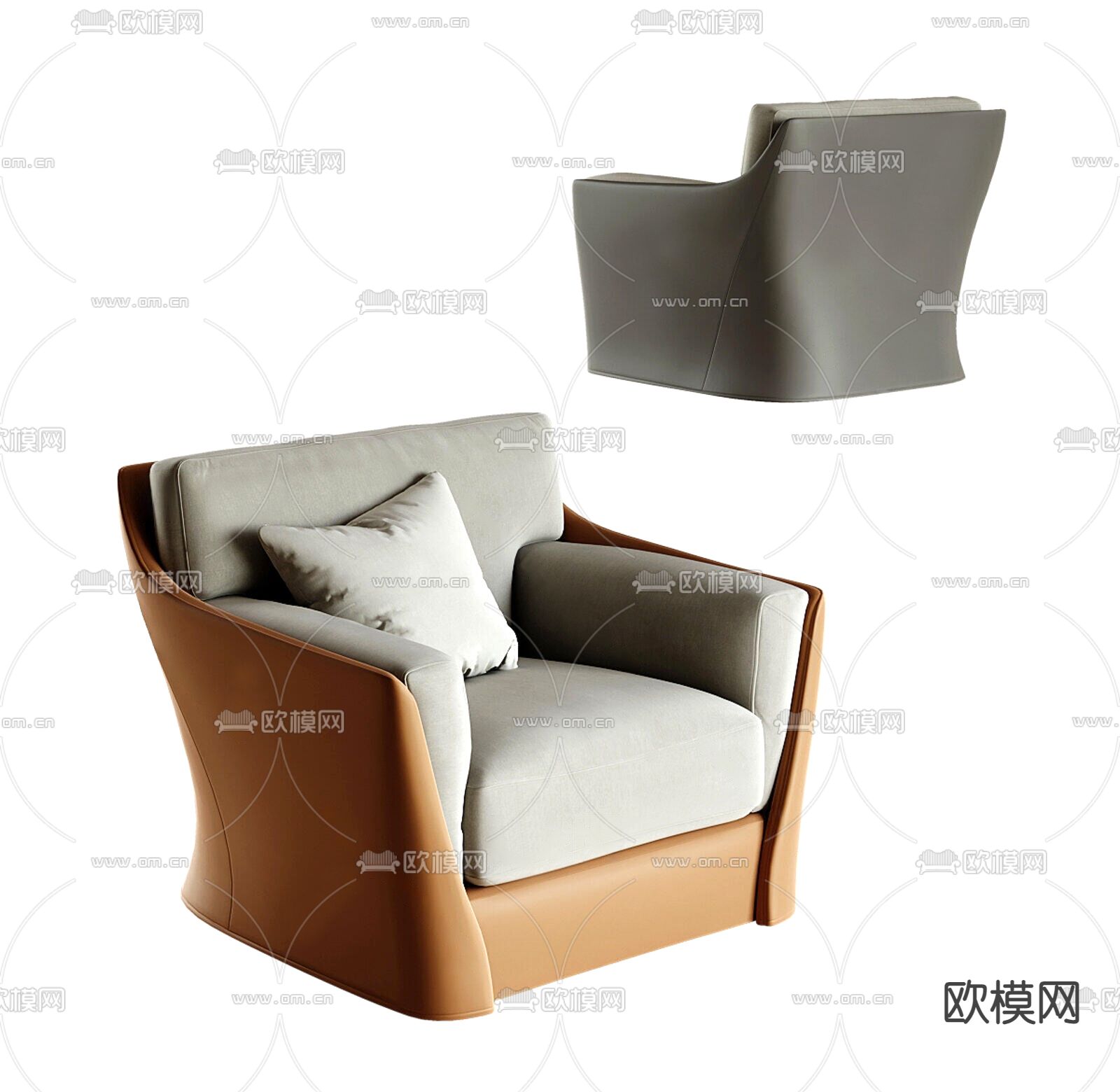 皮革沙发 单人沙发3d模型下载