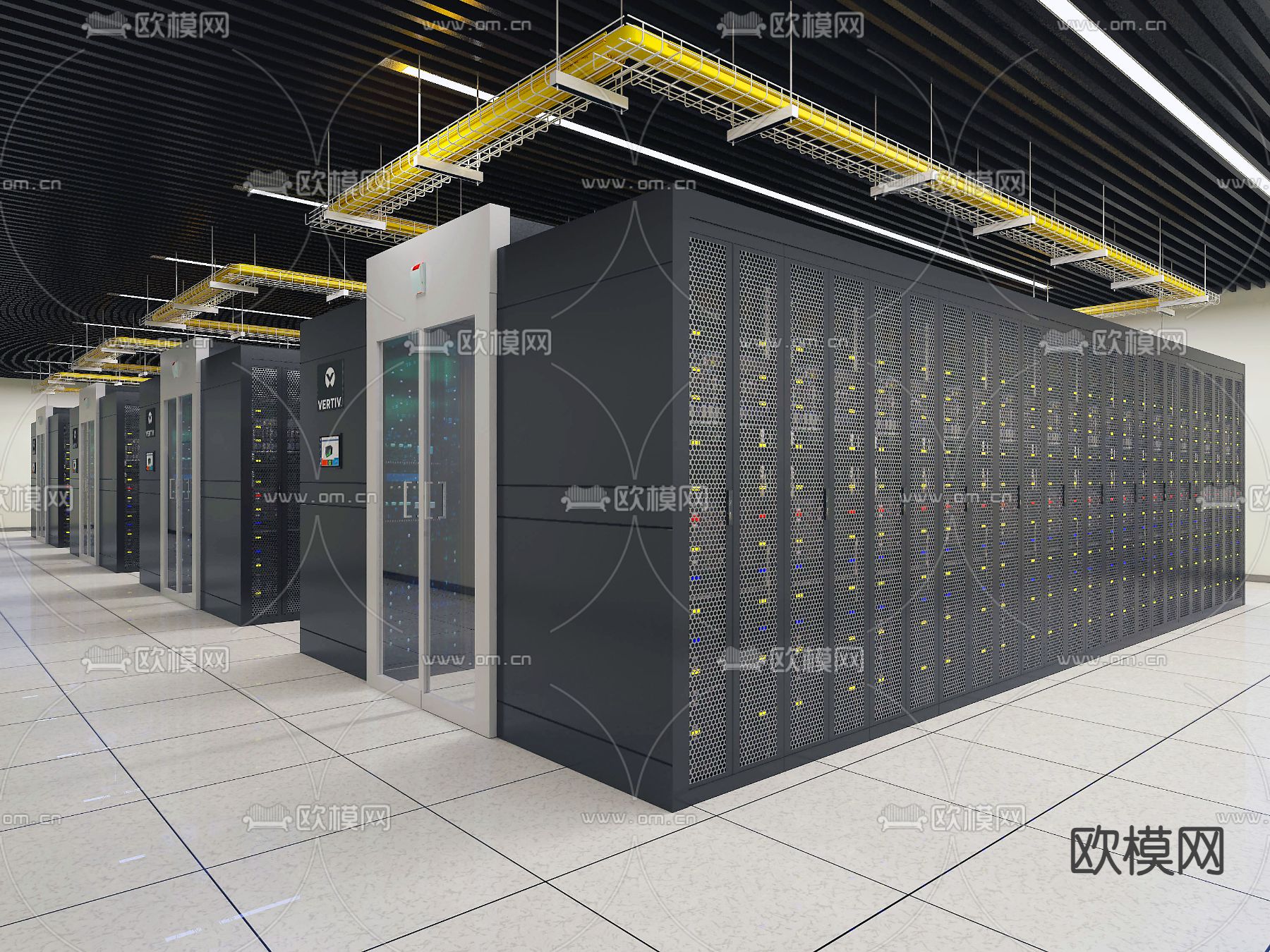 服务器机柜 数据机房 模块机房3d模型下载（渲染图2）