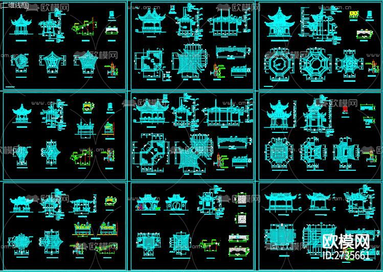 古建CAD图库下载（渲染图1）