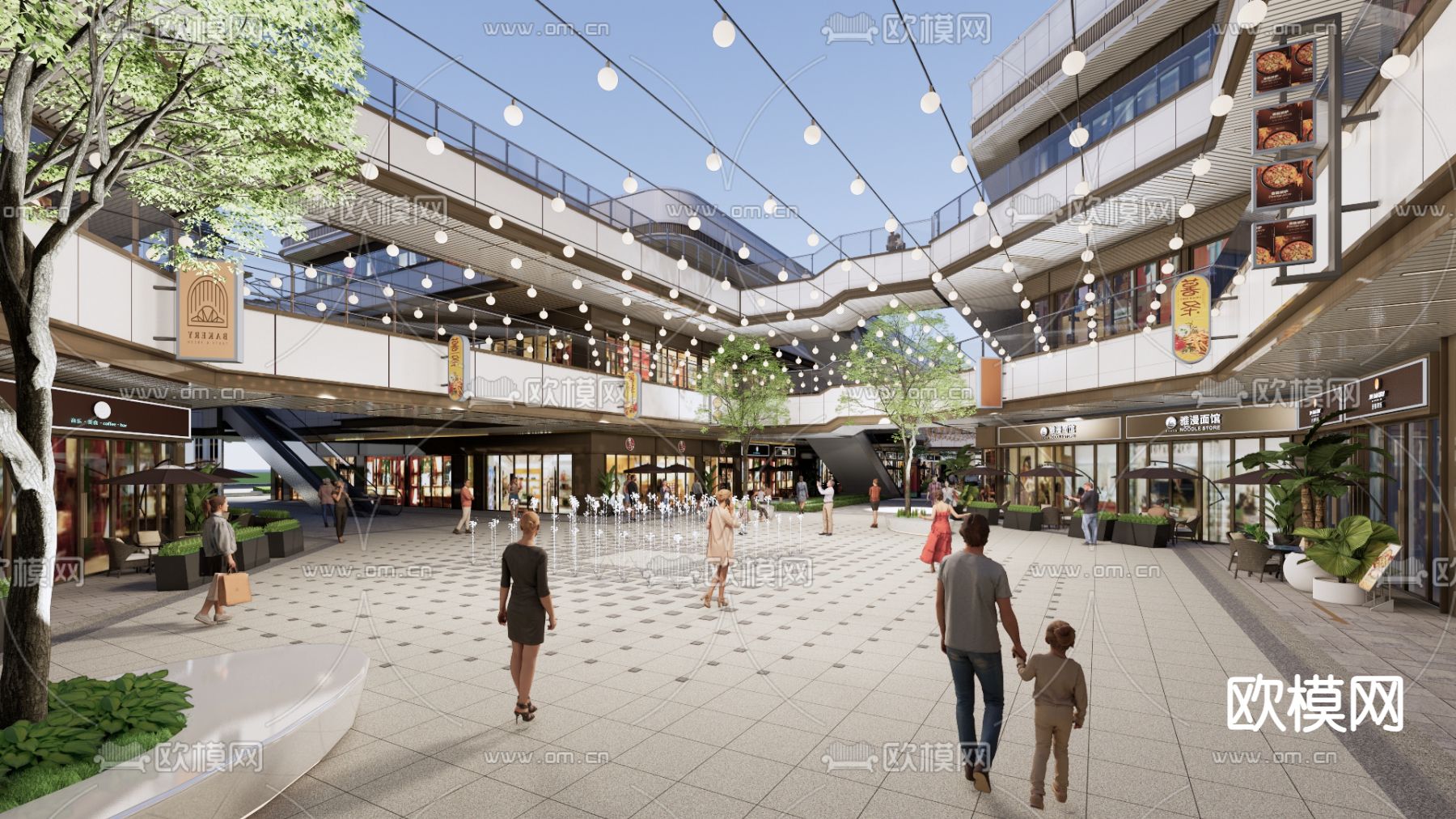 现代商业街su模型