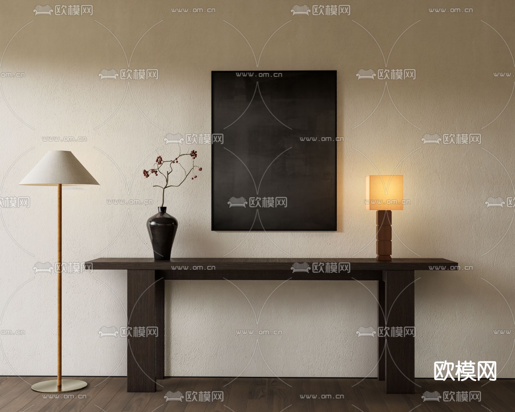 侘寂风条案 端景台3d模型下载