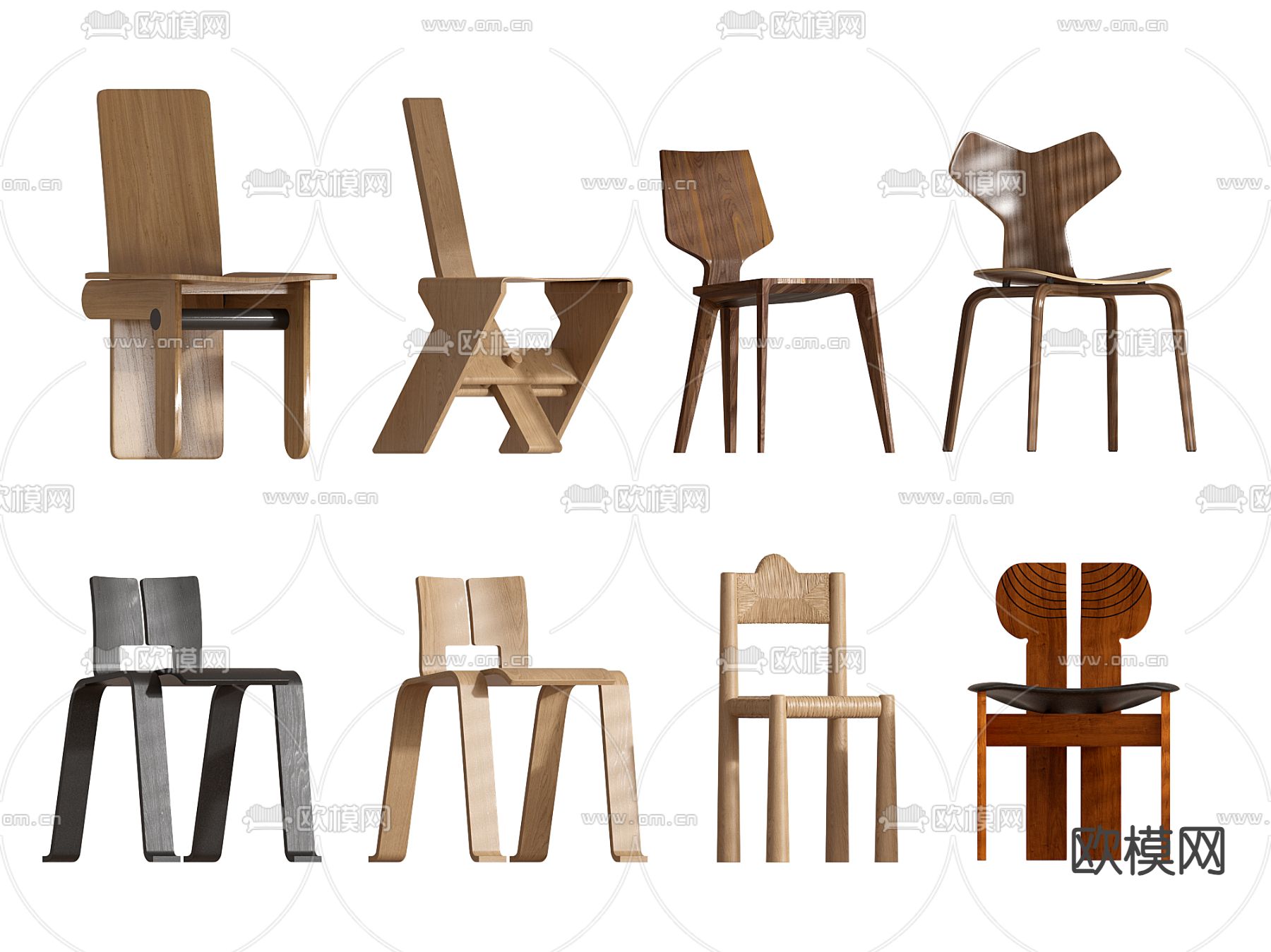 侘寂椅子 餐椅3d模型下载