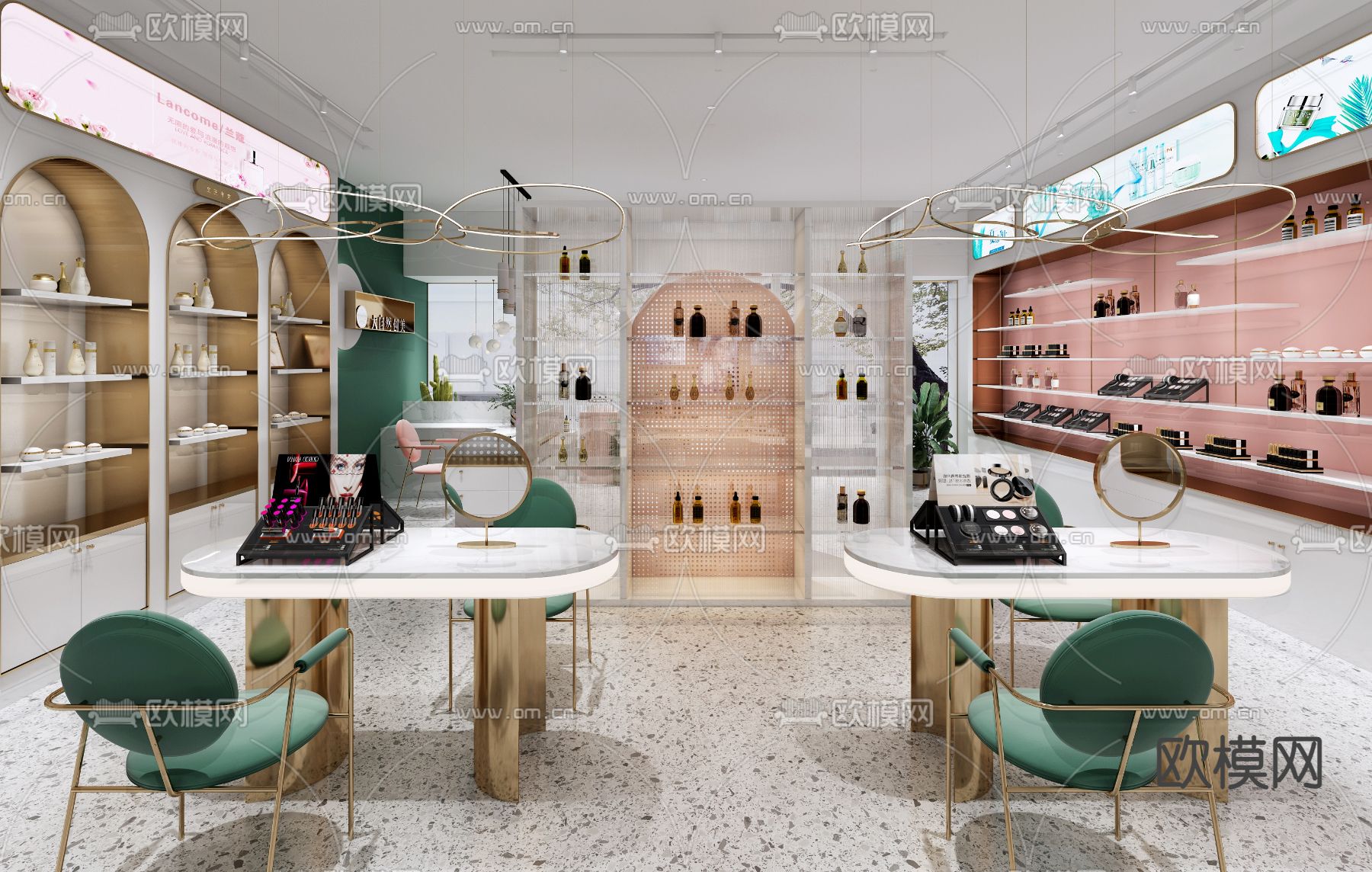 现代美妆店 美甲店su模型下载（渲染图1）