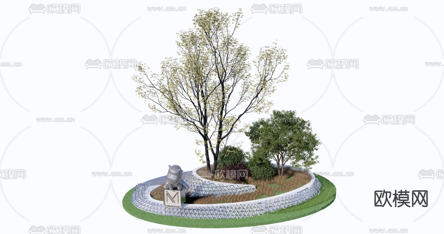 环形树池su模型下载（渲染图1）
