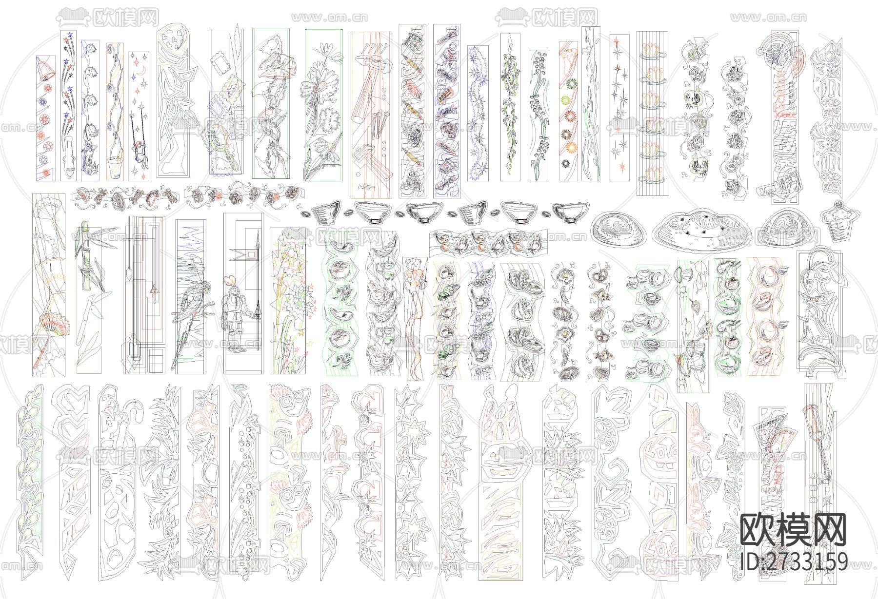 卡通花纹CAD图库下载（渲染图4）