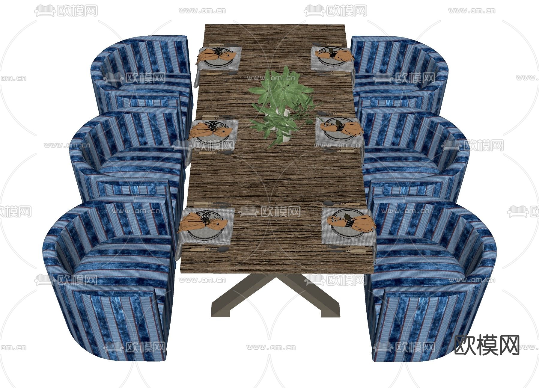 地中海餐桌椅su模型下载（渲染图2）