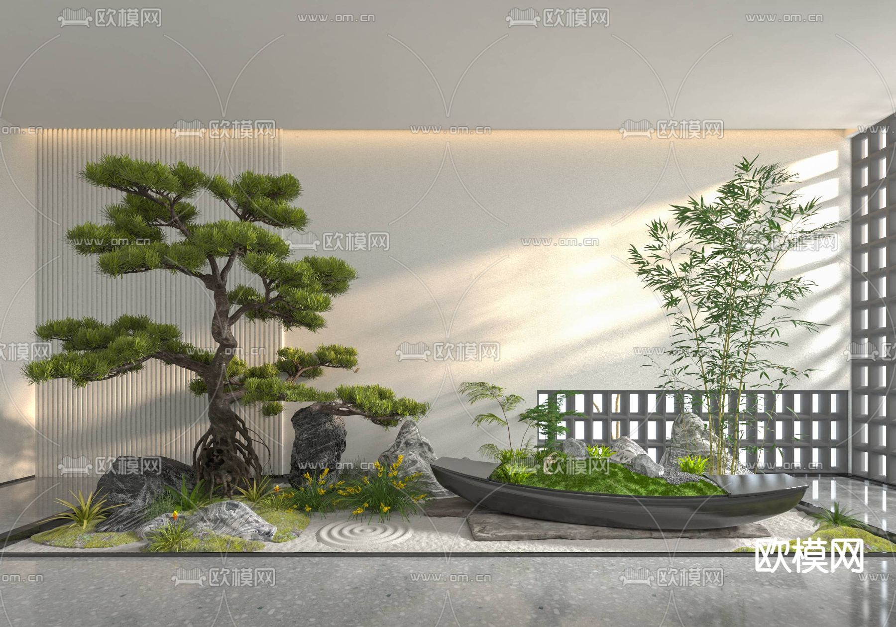 植物堆 松树小品3d模型下载