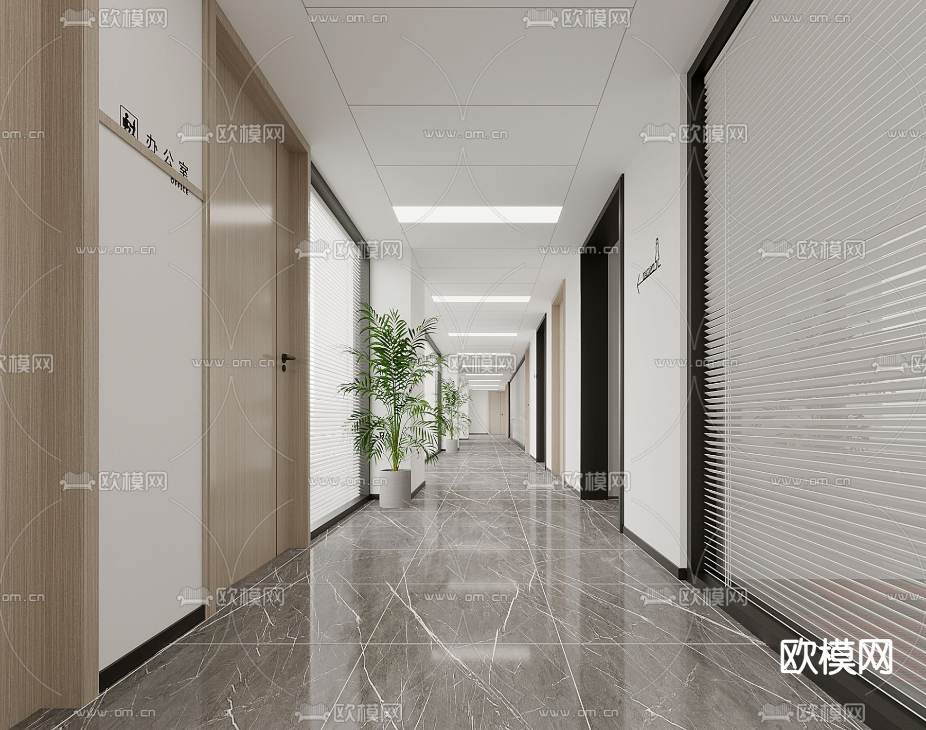 公司走廊 过道3d模型下载