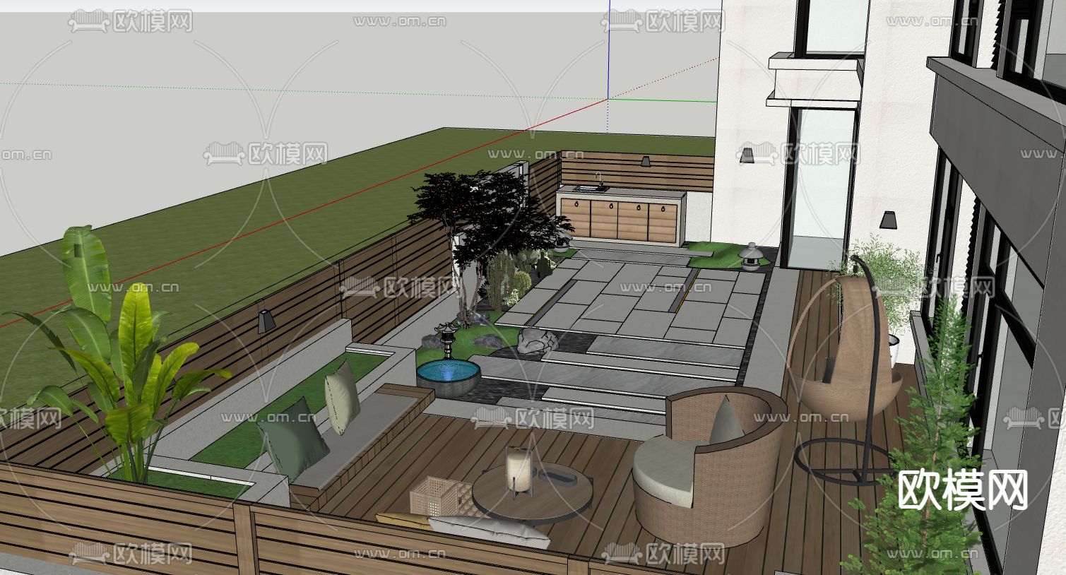 现代庭院su模型下载（渲染图4）