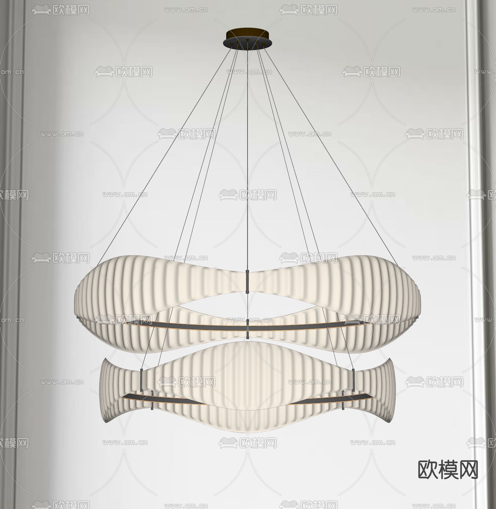 奶油风吊灯su模型下载（渲染图2）