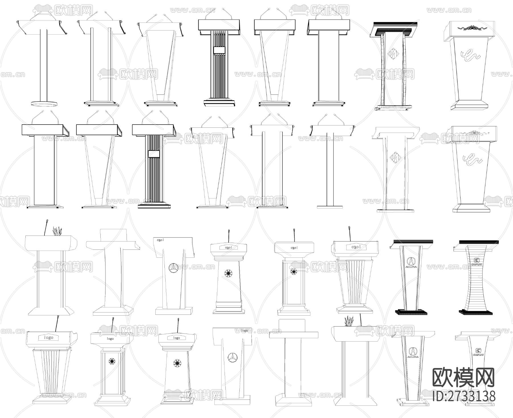 演讲台CAD图库下载（渲染图1）