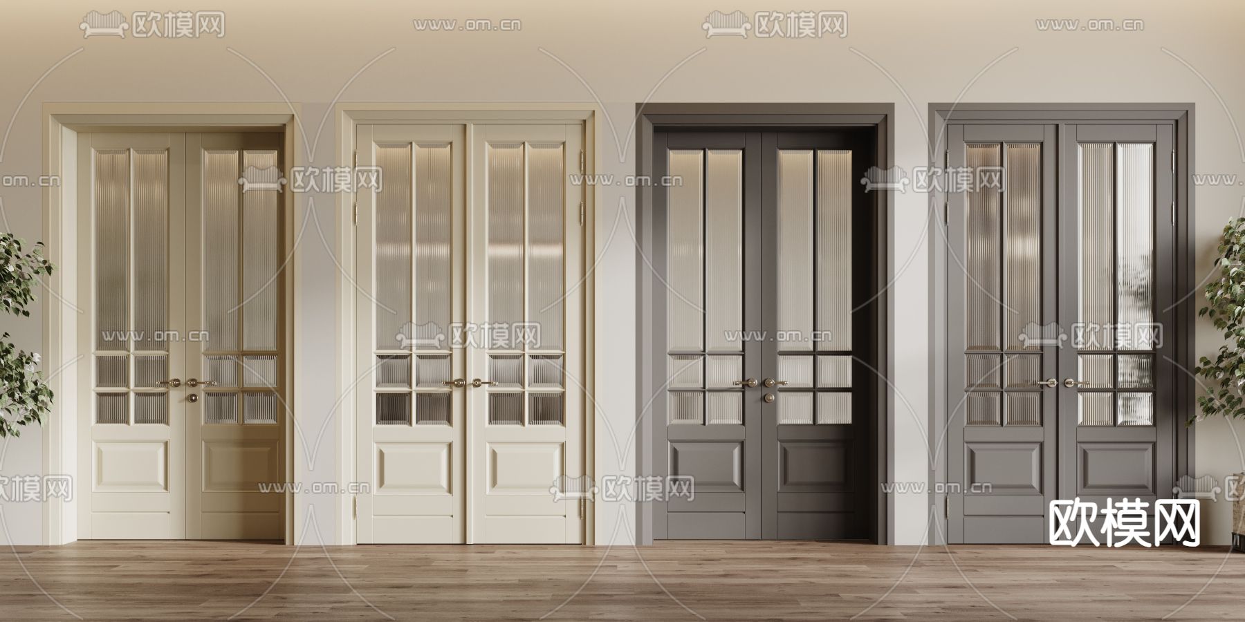 北欧双开门 平开门 厨卫门3d模型下载
