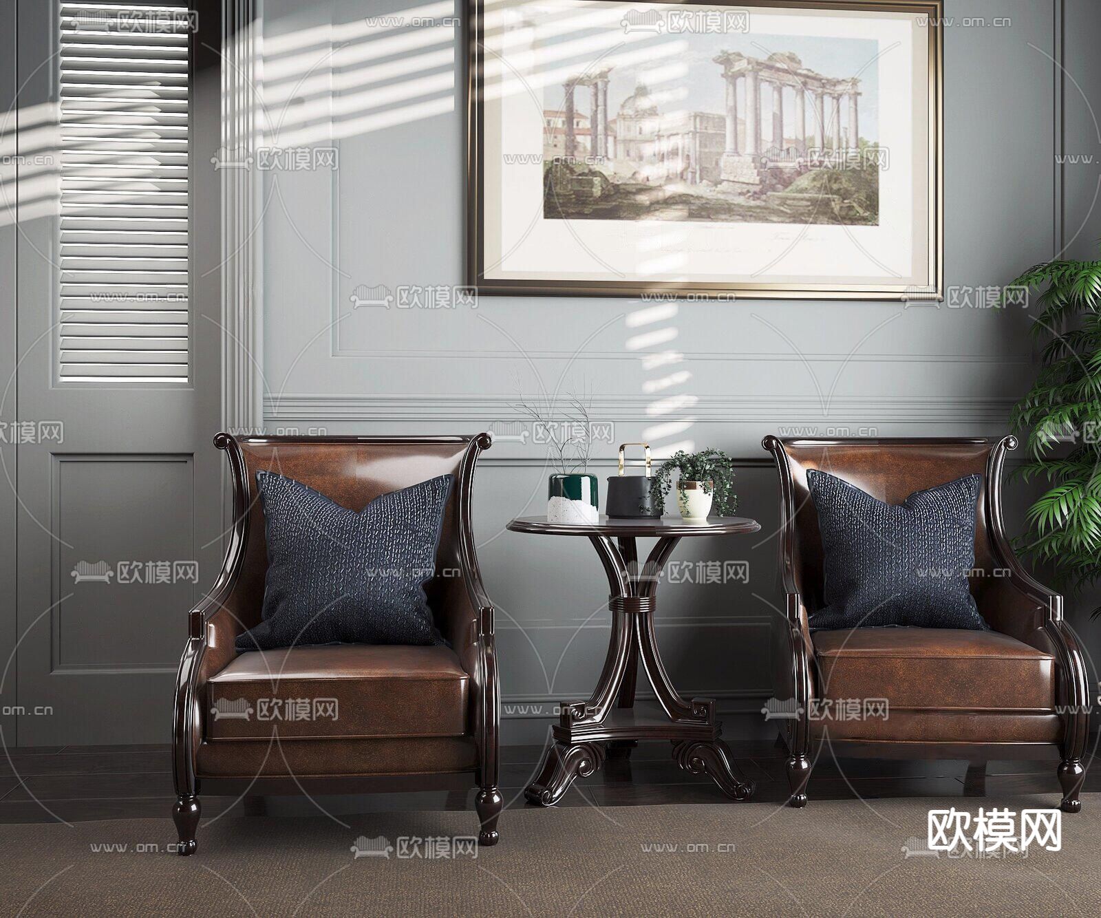 美式沙发 休闲沙发3d模型下载