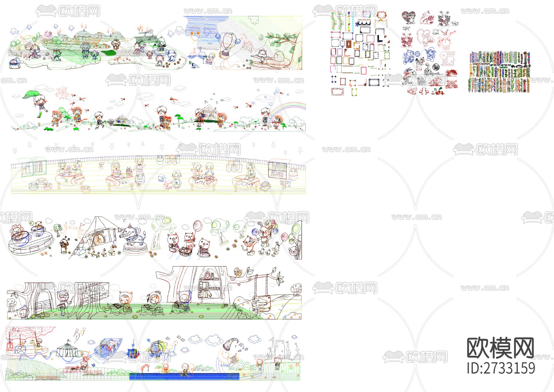 卡通花纹CAD图库下载（渲染图3）