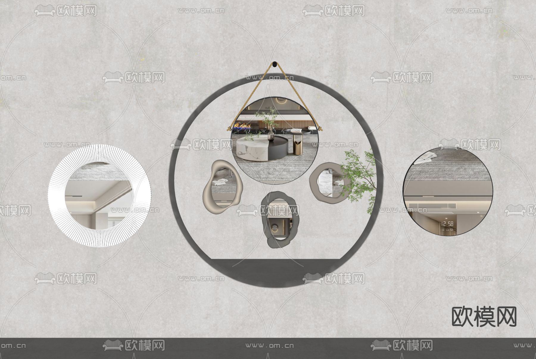 装饰镜子su模型下载（渲染图2）