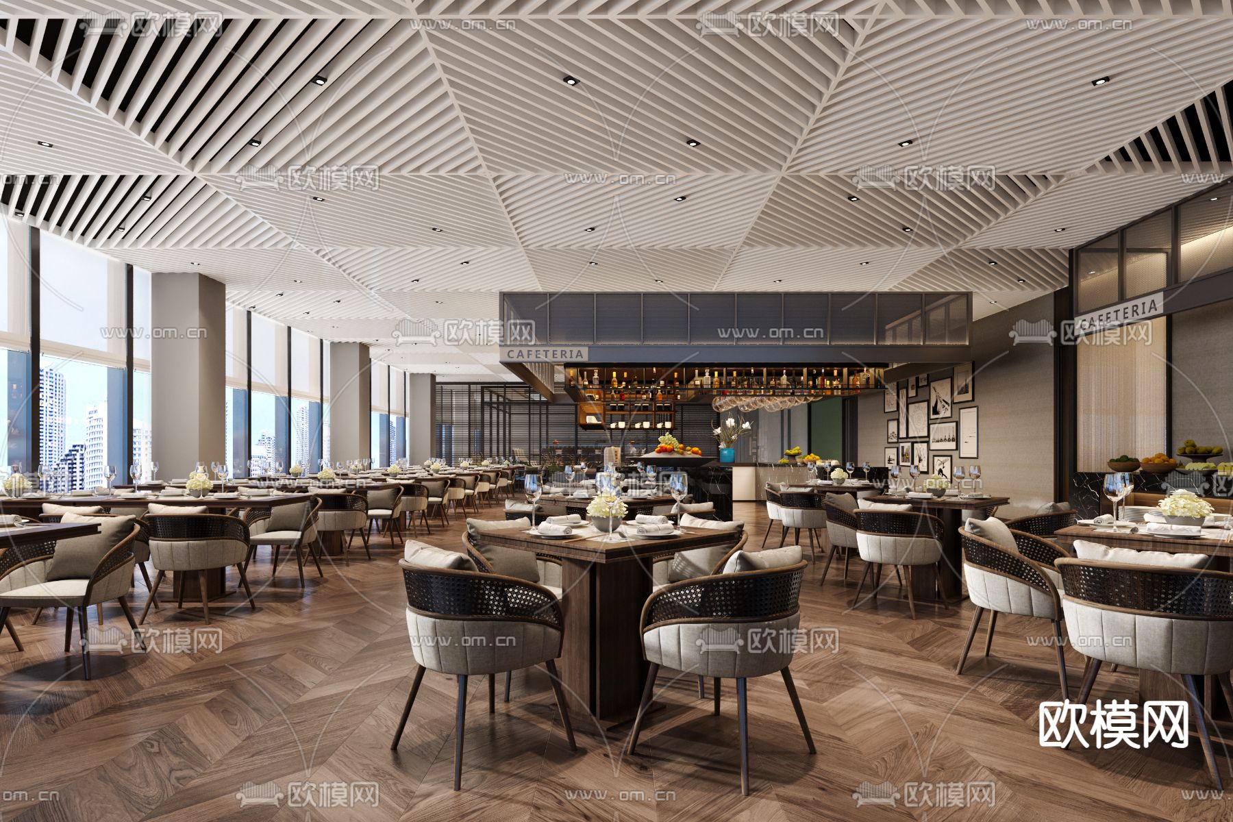 酒店自助餐厅3d模型下载