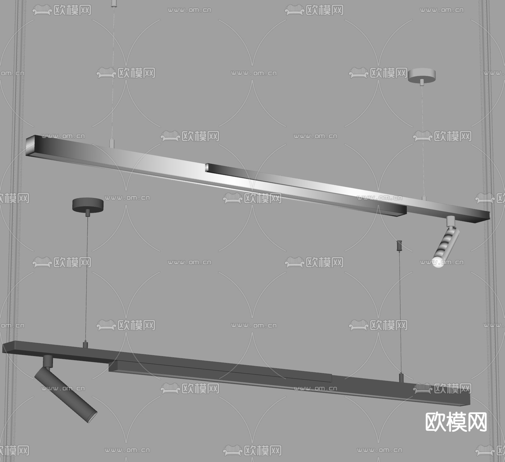 金属吊灯 长条吊灯su模型下载（渲染图2）