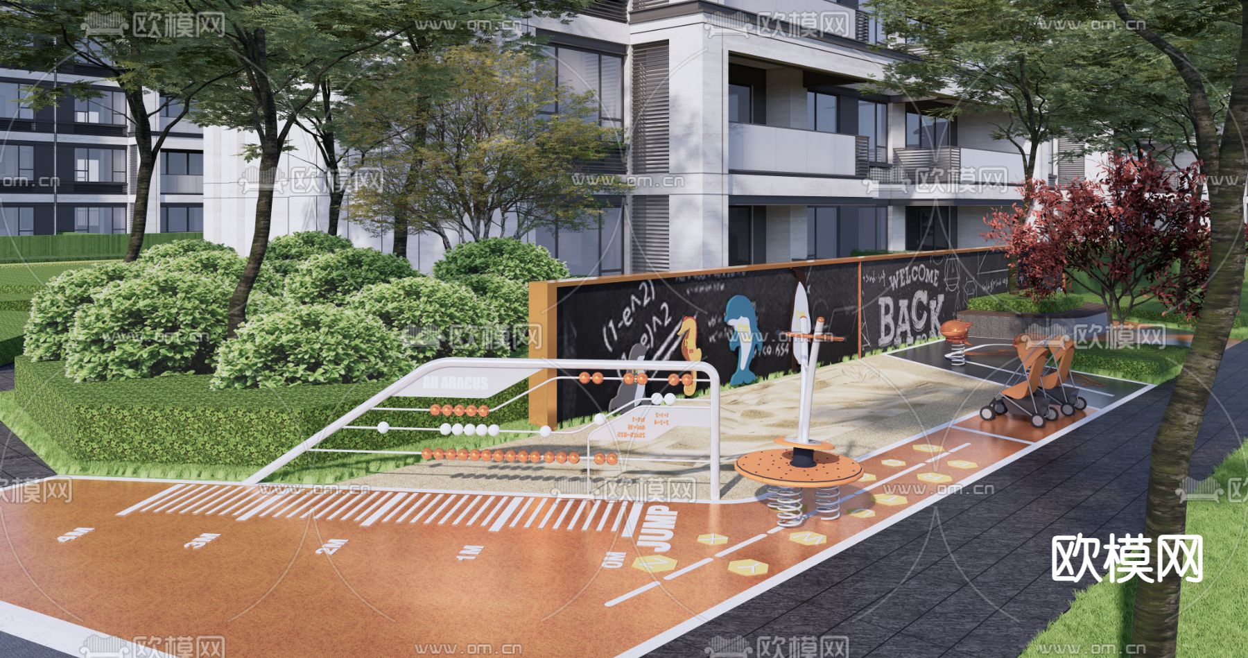 住宅小区 儿童游乐区su模型下载（渲染图1）