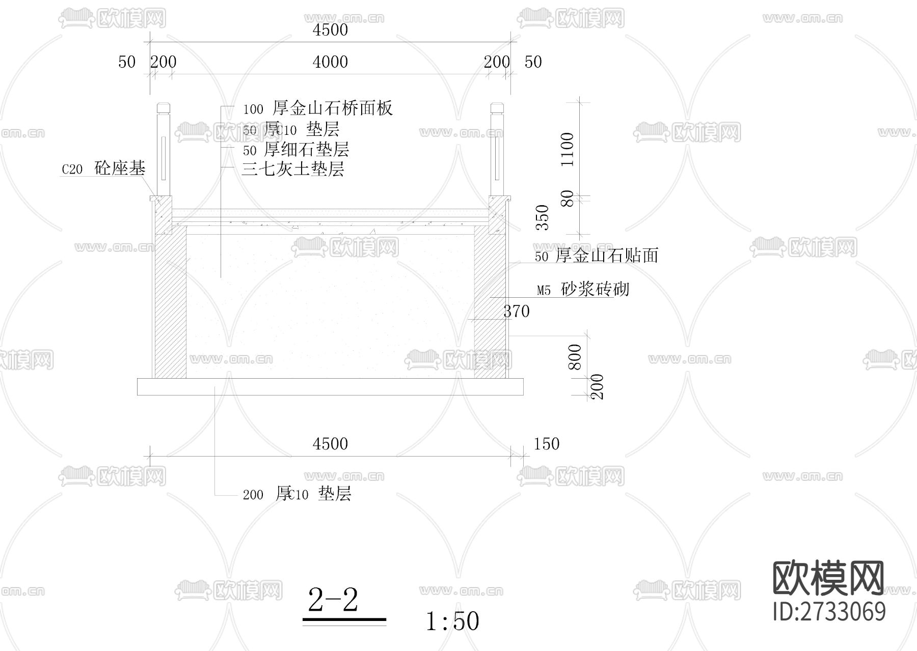 石拱桥CAD施工图下载（渲染图1）