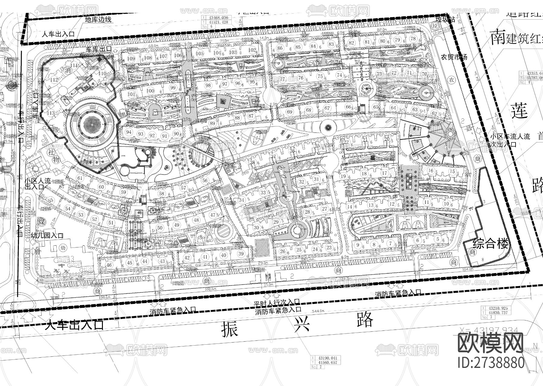 大型综合性小区总cad平面图下载（渲染图8）