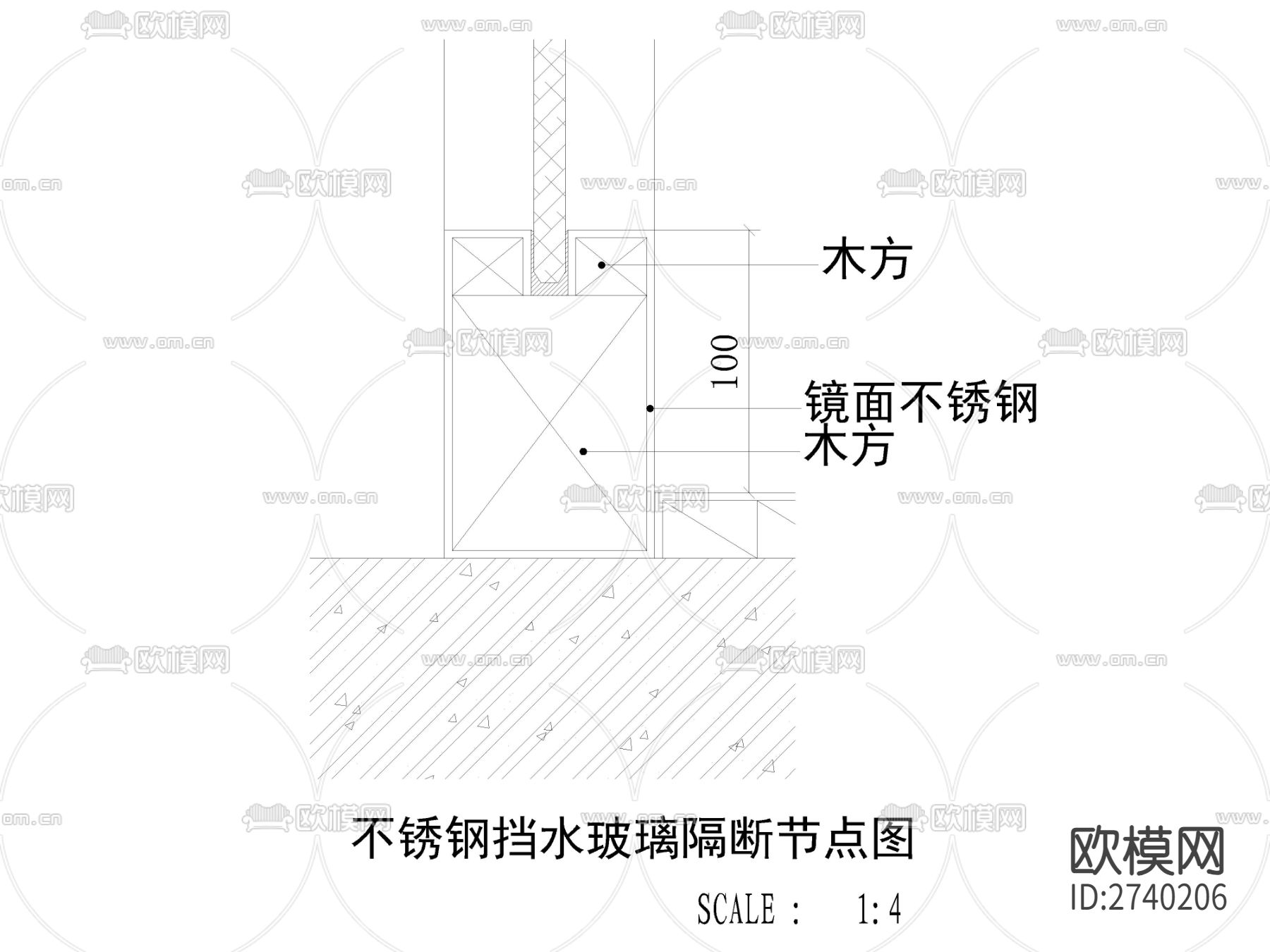 不锈钢挡水玻璃隔断节点大样图下载