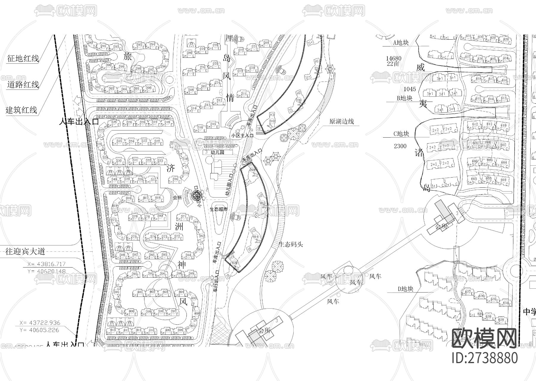 大型综合性小区总cad平面图下载（渲染图3）