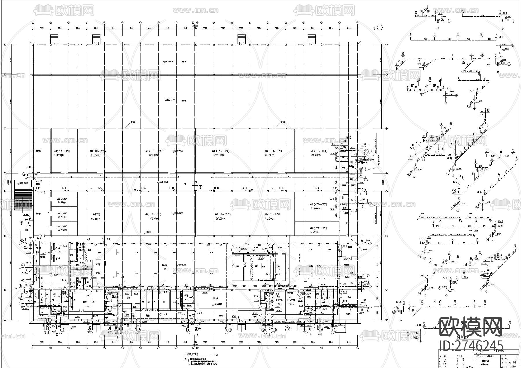 面食和海产品综合加工车间及冷库给排水设计cad施工图下载（渲染图1）