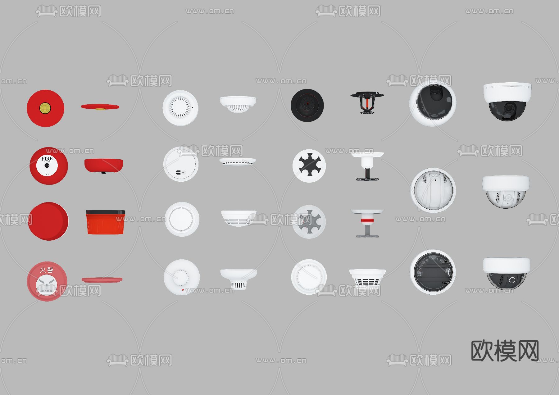 烟感 喷淋头 摄像头 监控3d模型下载