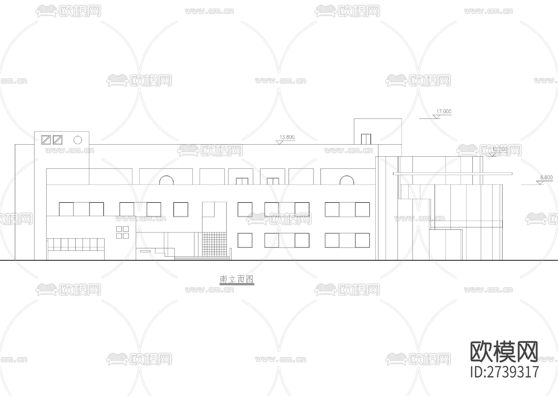 三层幼儿园建筑CAD施工图下载（渲染图4）