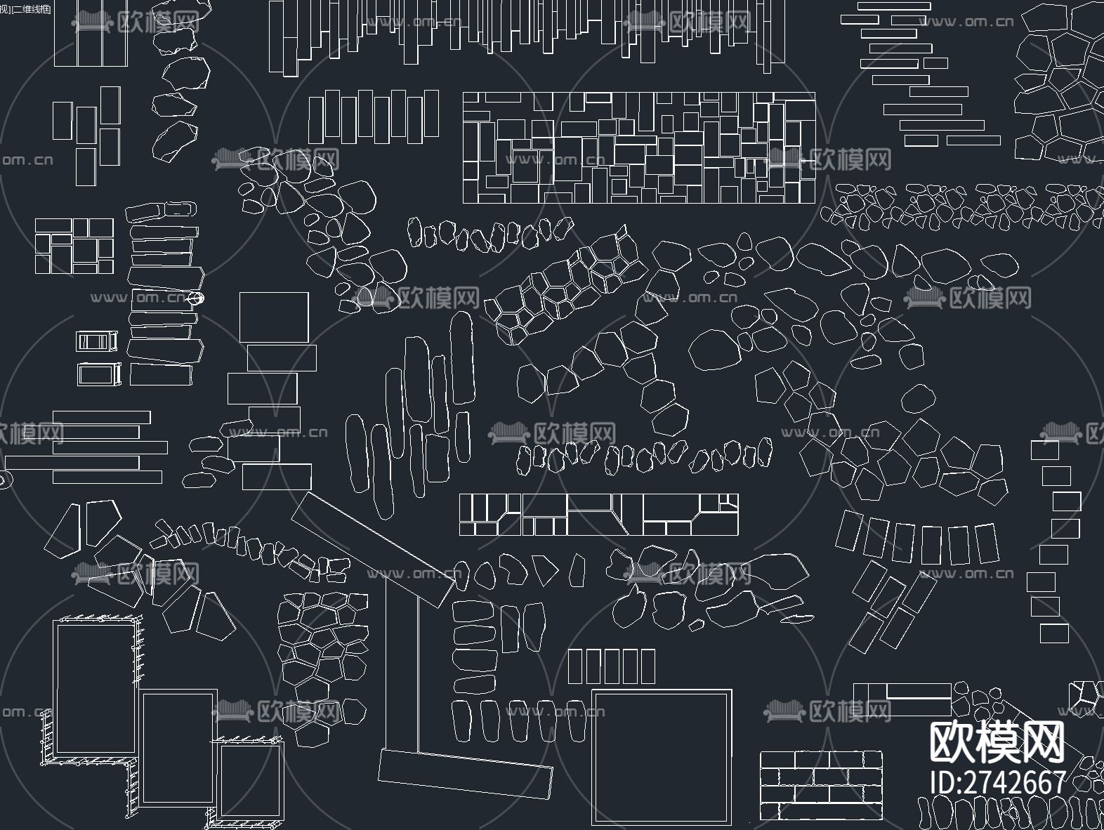 汀步小路 景观园路cad图库下载（渲染图4）