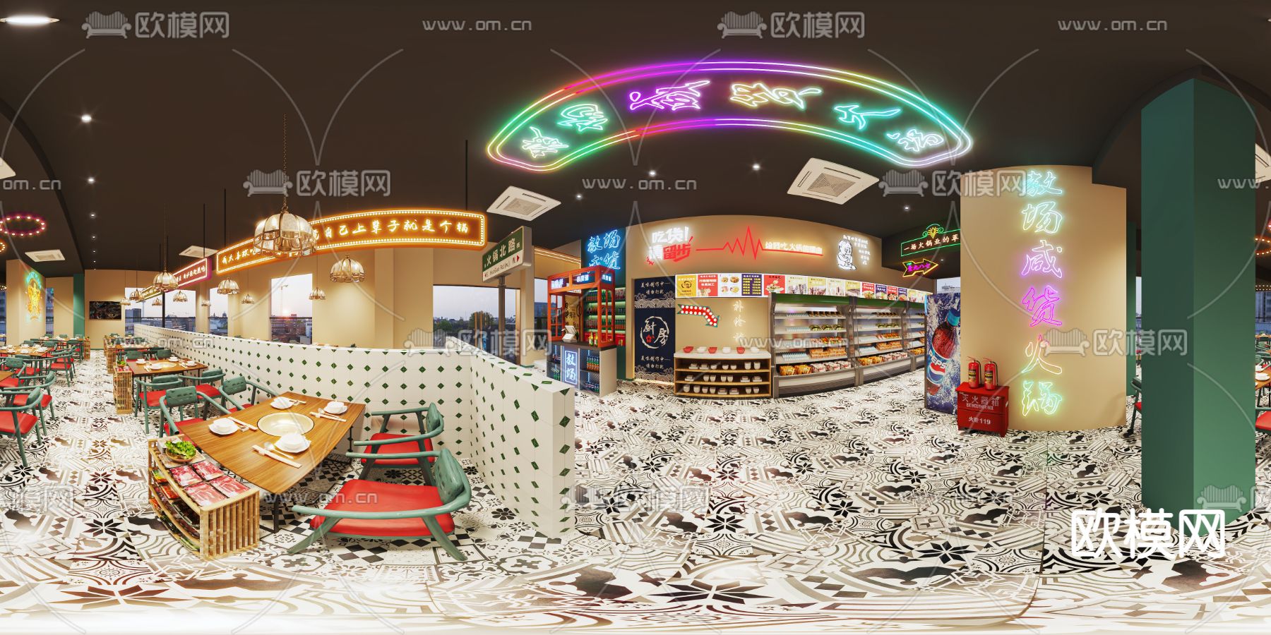 现代火锅店免费3d模型下载（渲染图5）