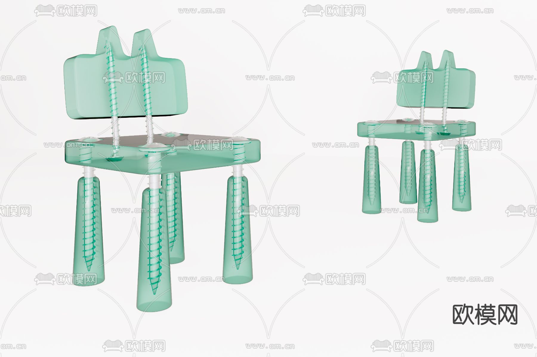 现代儿童座椅su模型下载（渲染图1）