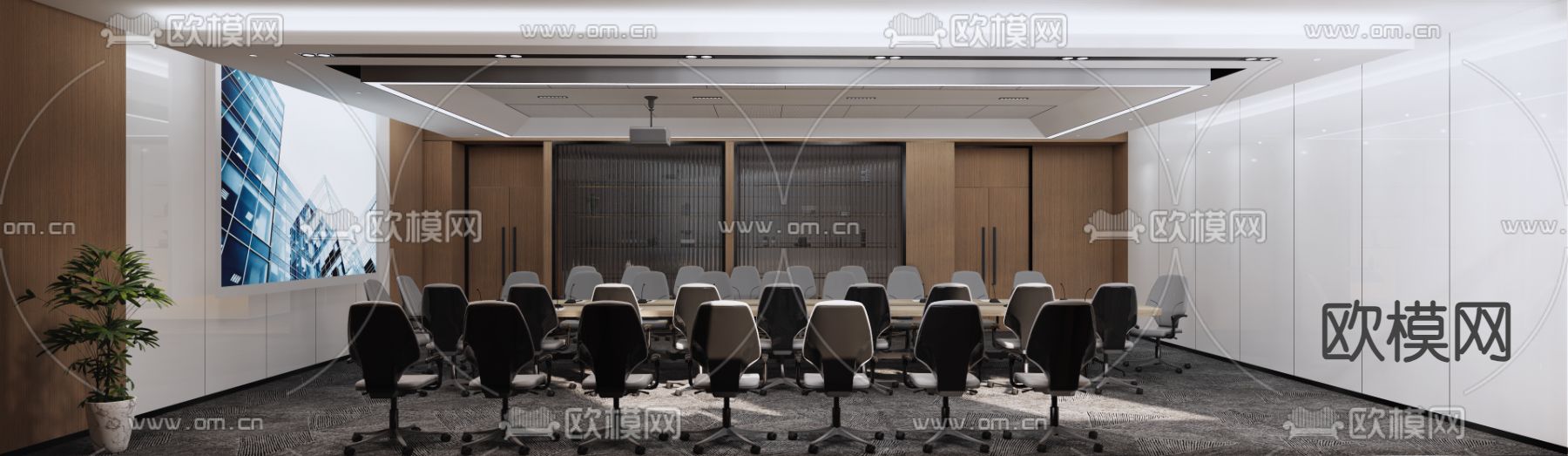 现代会议室su模型下载（渲染图3）