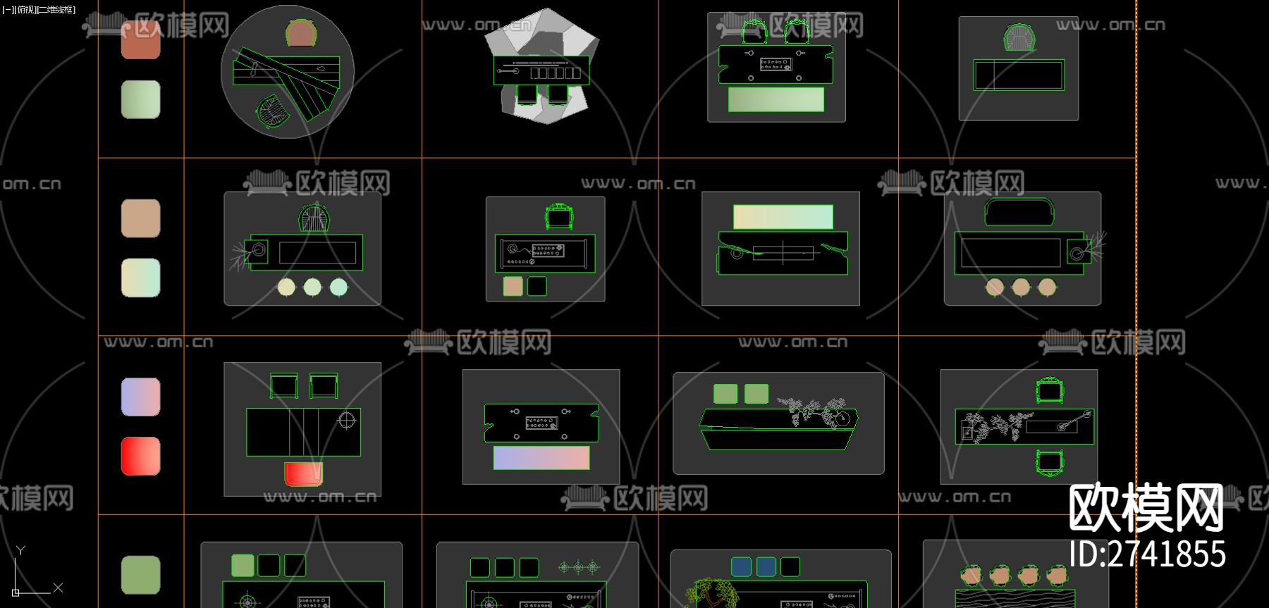 CAD网红家具颜色填充cad图库下载（渲染图8）