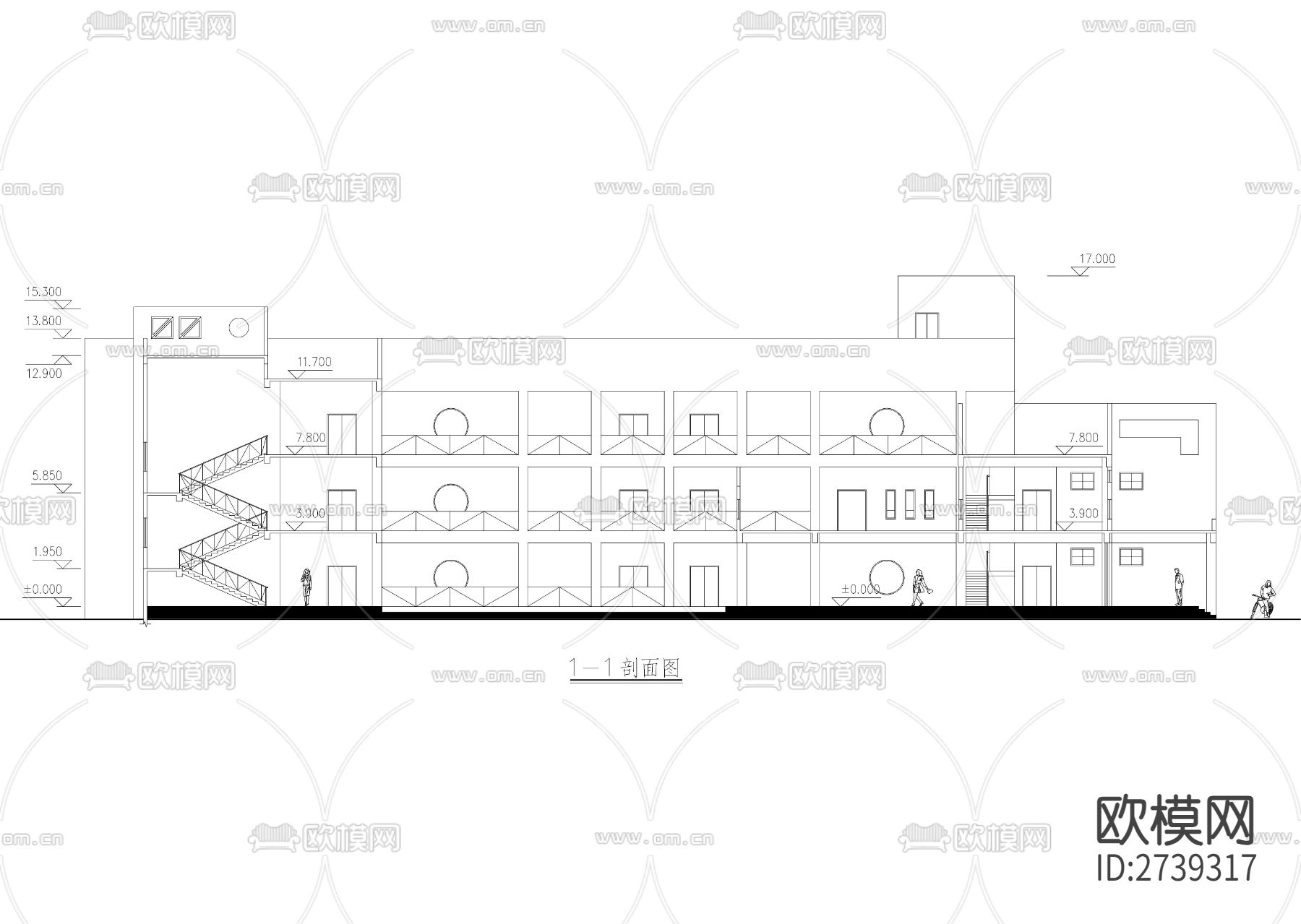 三层幼儿园建筑CAD施工图下载（渲染图6）