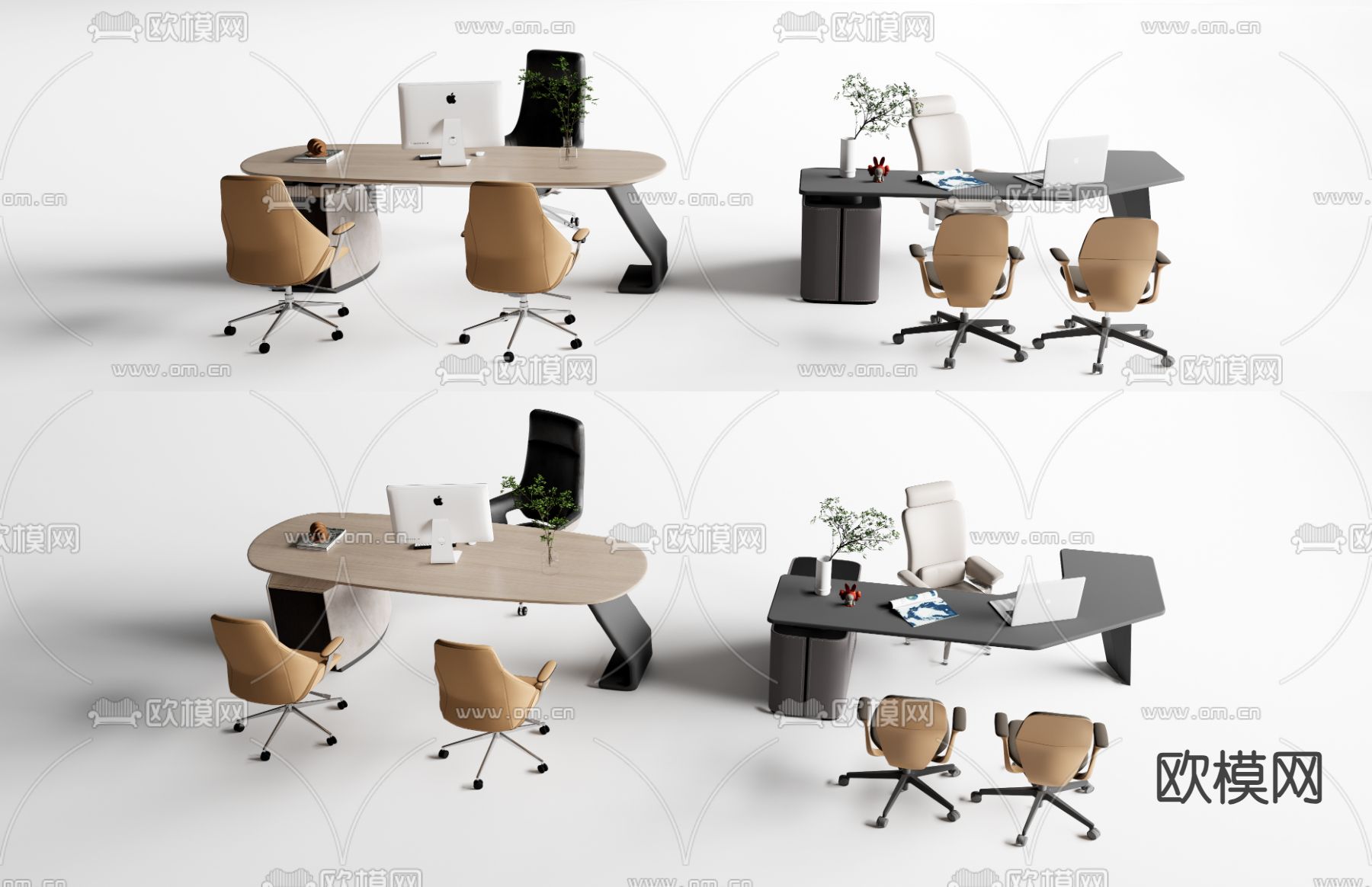 班台桌 大班台 老板桌3d模型下载