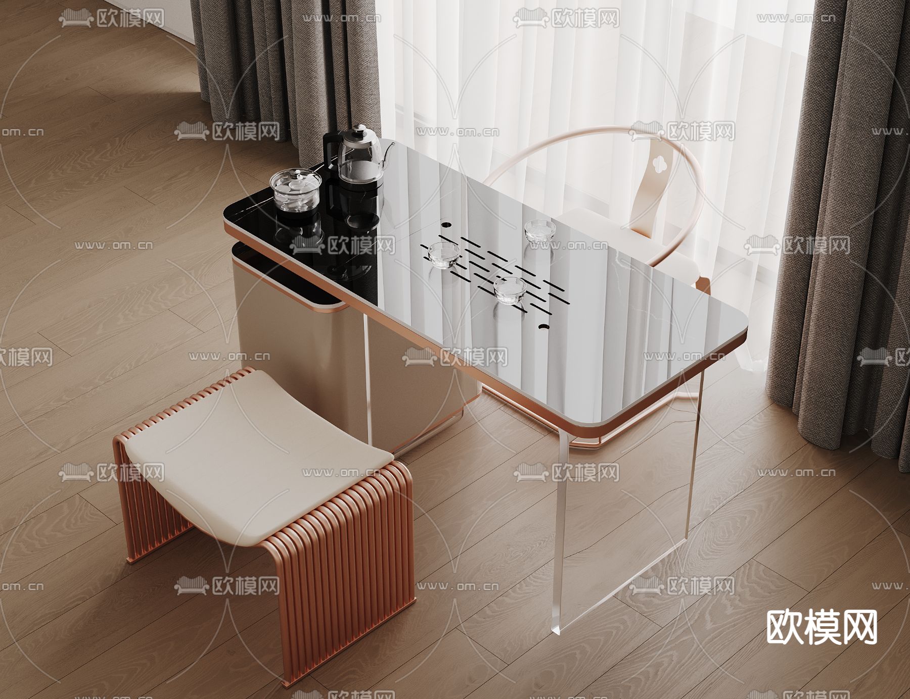 现代茶桌 茶台3d模型下载