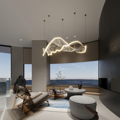  现代接待区 休闲区su模型 